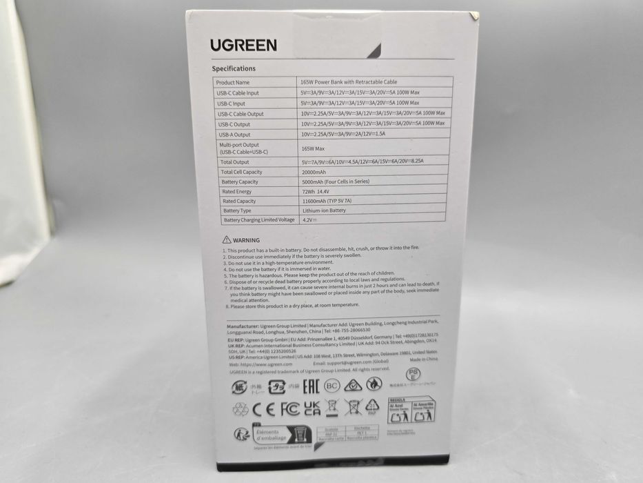 POWERBANK UGREEN PB726 165W 20000MAH KOMPLET NO od loombard krotoszyn