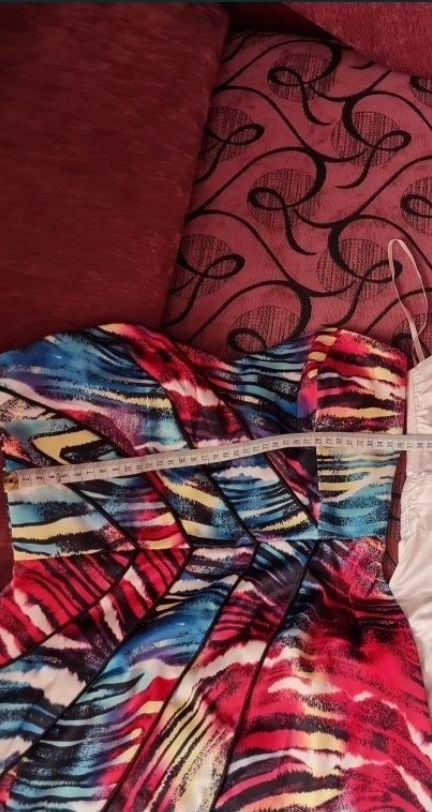 Jane Norman sukienka bez ramion top bombka dopasowana kolorowa XS
