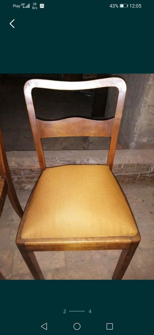 Krzesło krzesła musztardowe PRL antyk kolekcjonerskie