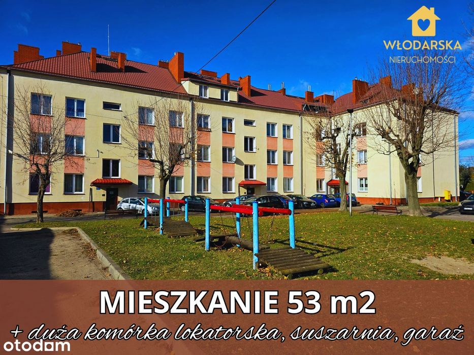 Przestronne 53 m2 w bloku z cegły | 2 pokoje | niski czynsz | GARAŻ