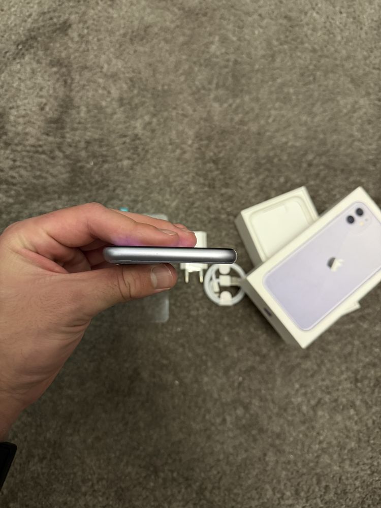 iPhone 11 64GB • Fioletowy • Jak nowy • Kostka • Kabel • Szkło