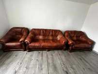Skórzany zestaw wypoczynkowy - sofa 3os. sofa 2os. fotel - DOBRY STAN