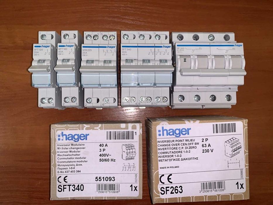 Перемикач 25-63А Hager sft240 263 340 463 440 140 125 132sfb232225 АВР