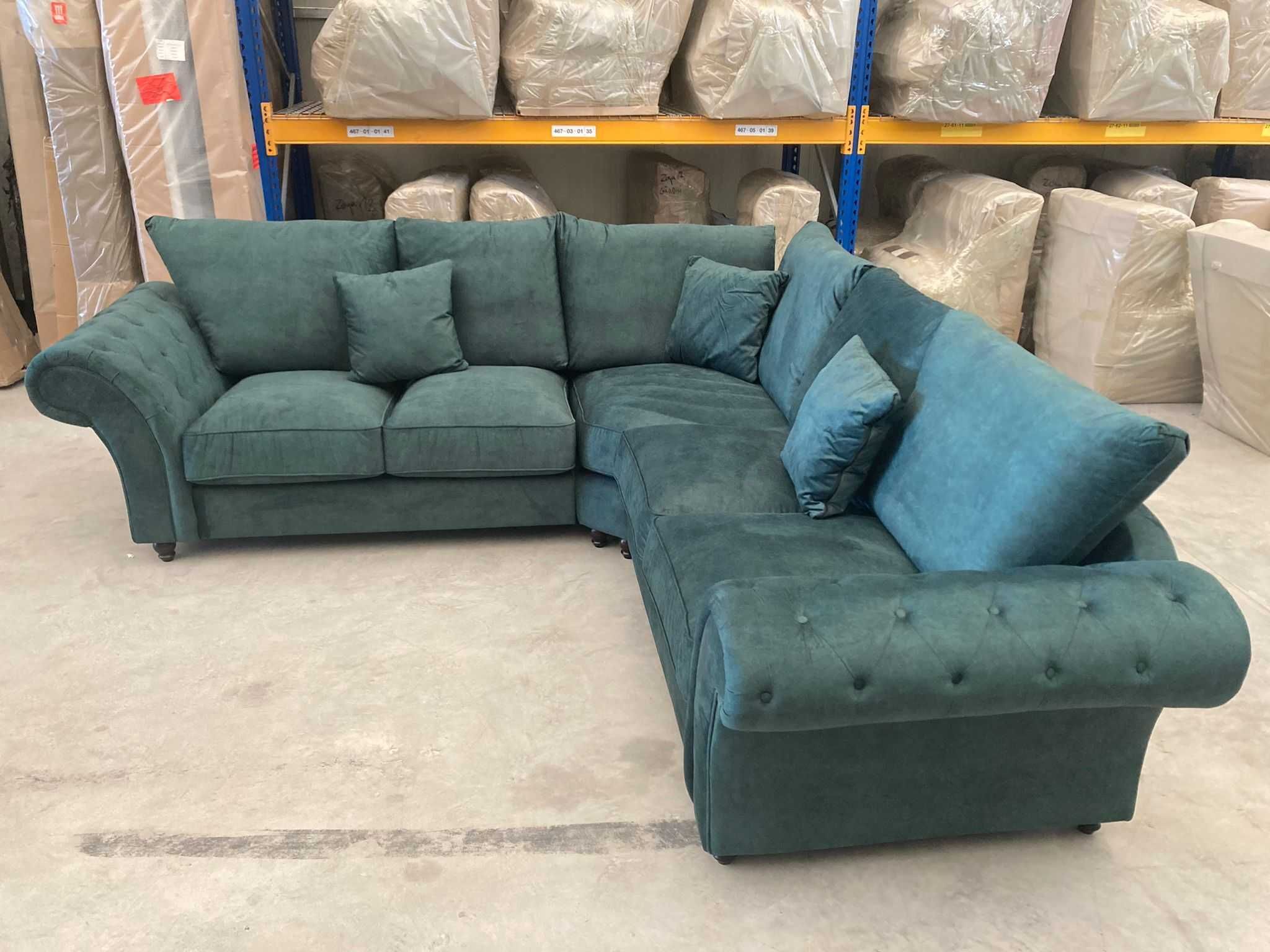 Narożnik Chesterfield Pikowany Luksusowy Elegancki