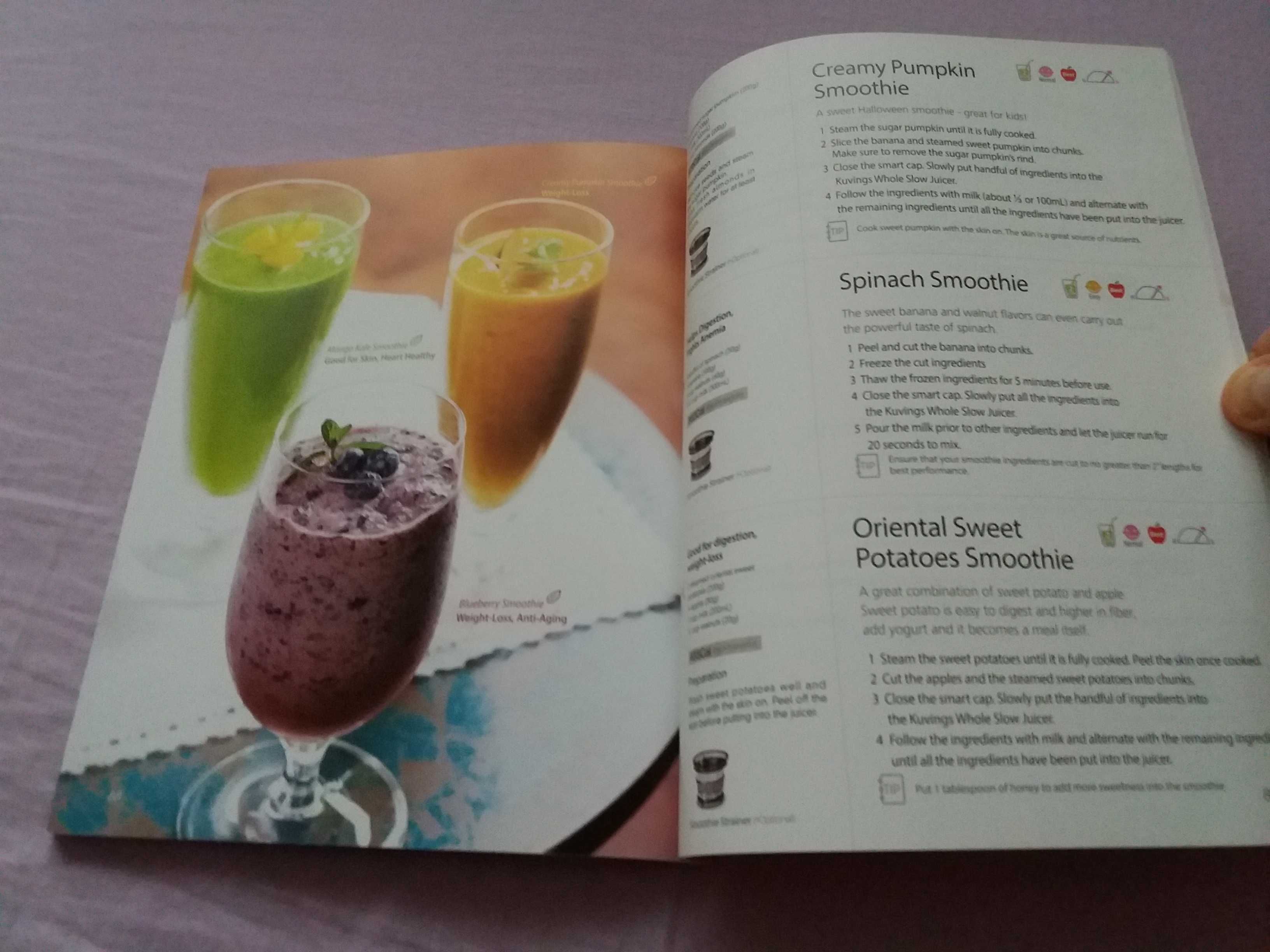 Kuvings Whole Slow Juicer Recipe Book przepisy po angielsku sokownik