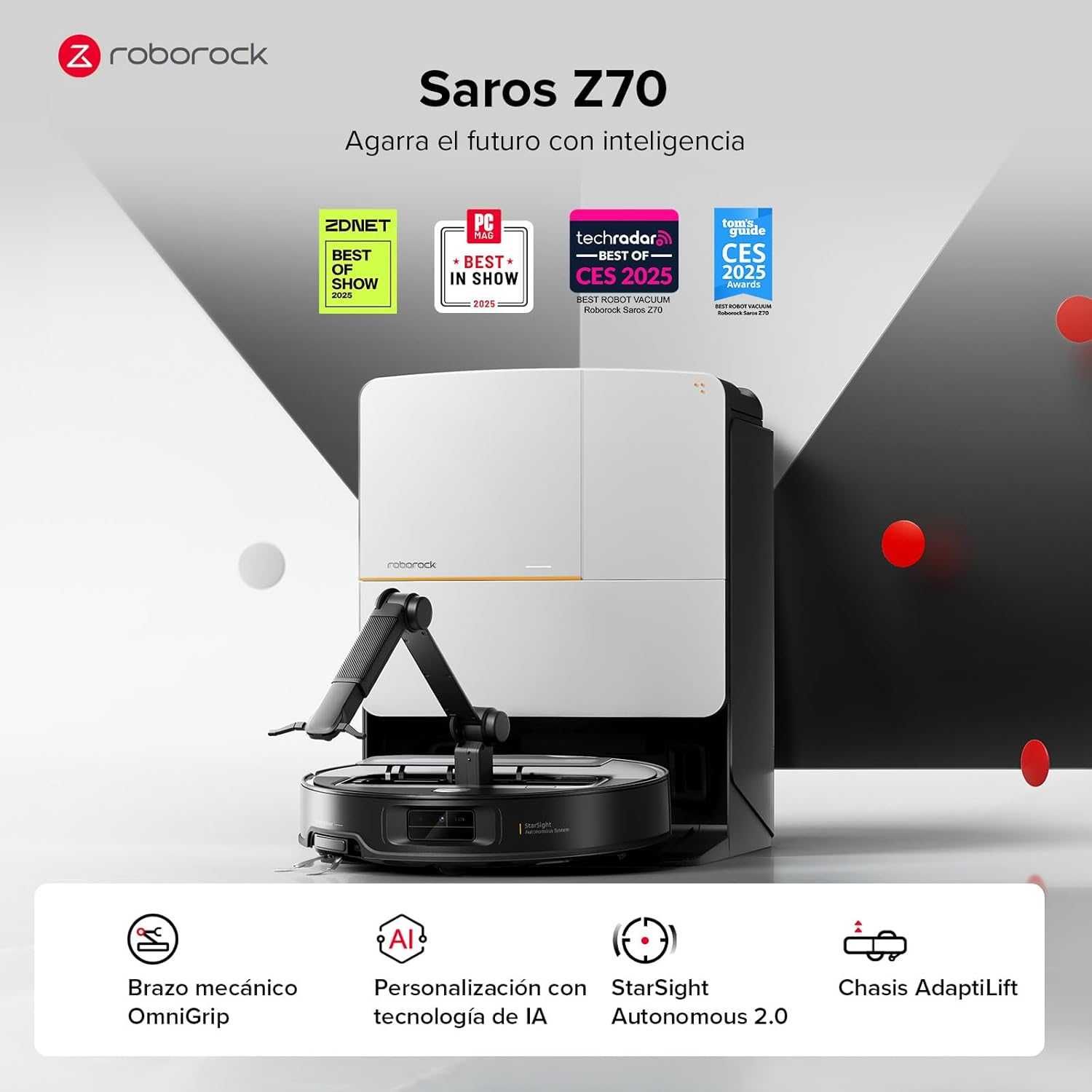 Робот-пилосос з станцією та роботизованою рукою Roborock Saros Z70