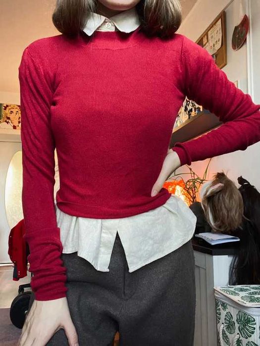 Czerwony sweter z golfem reserved xs