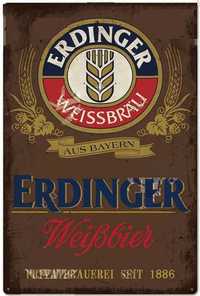 Placa decorativa retro, Cerveja Erdinger, nova, 30 x 20 cm