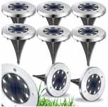 8 x Lampa solarna wbijana ogrodowa najazdowa LED gruntowa srebrna zest