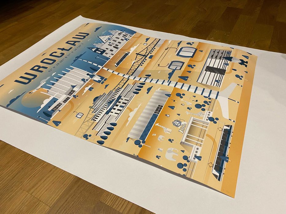 Plakat Wrocław żółto-niebieski 50x70