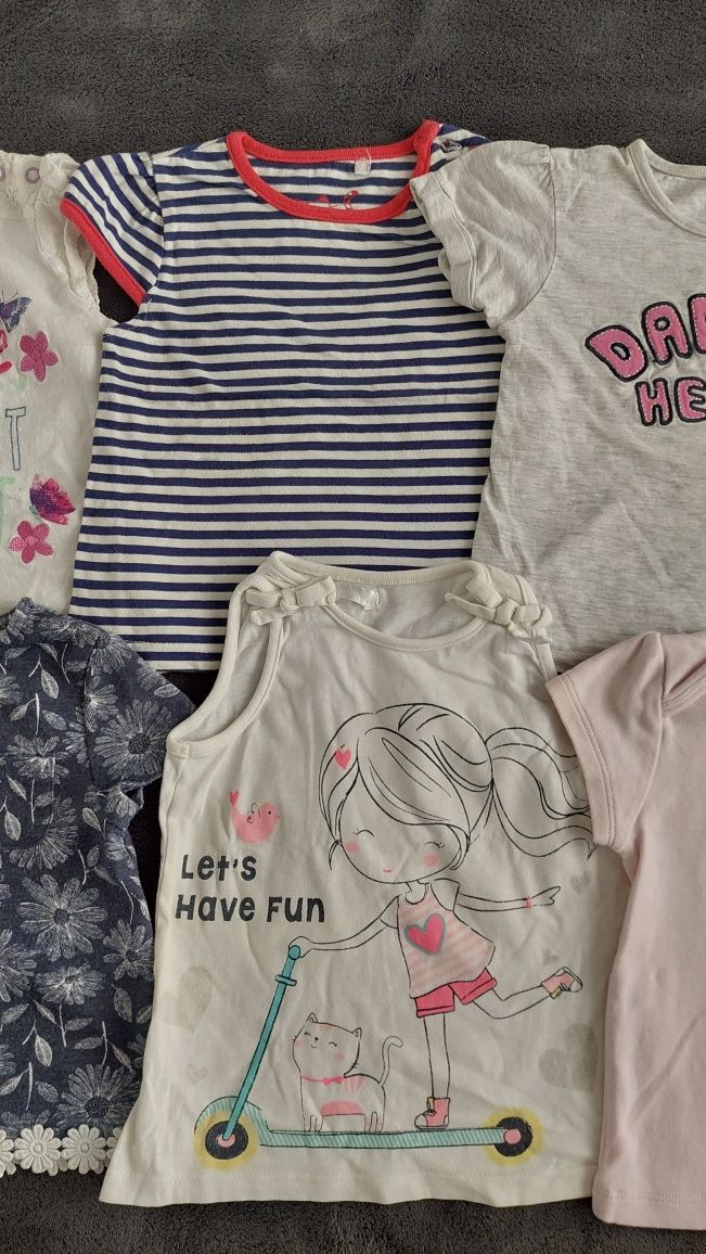 8szt bluzki koszulki T-shirt krótki rękaw całość 74-80