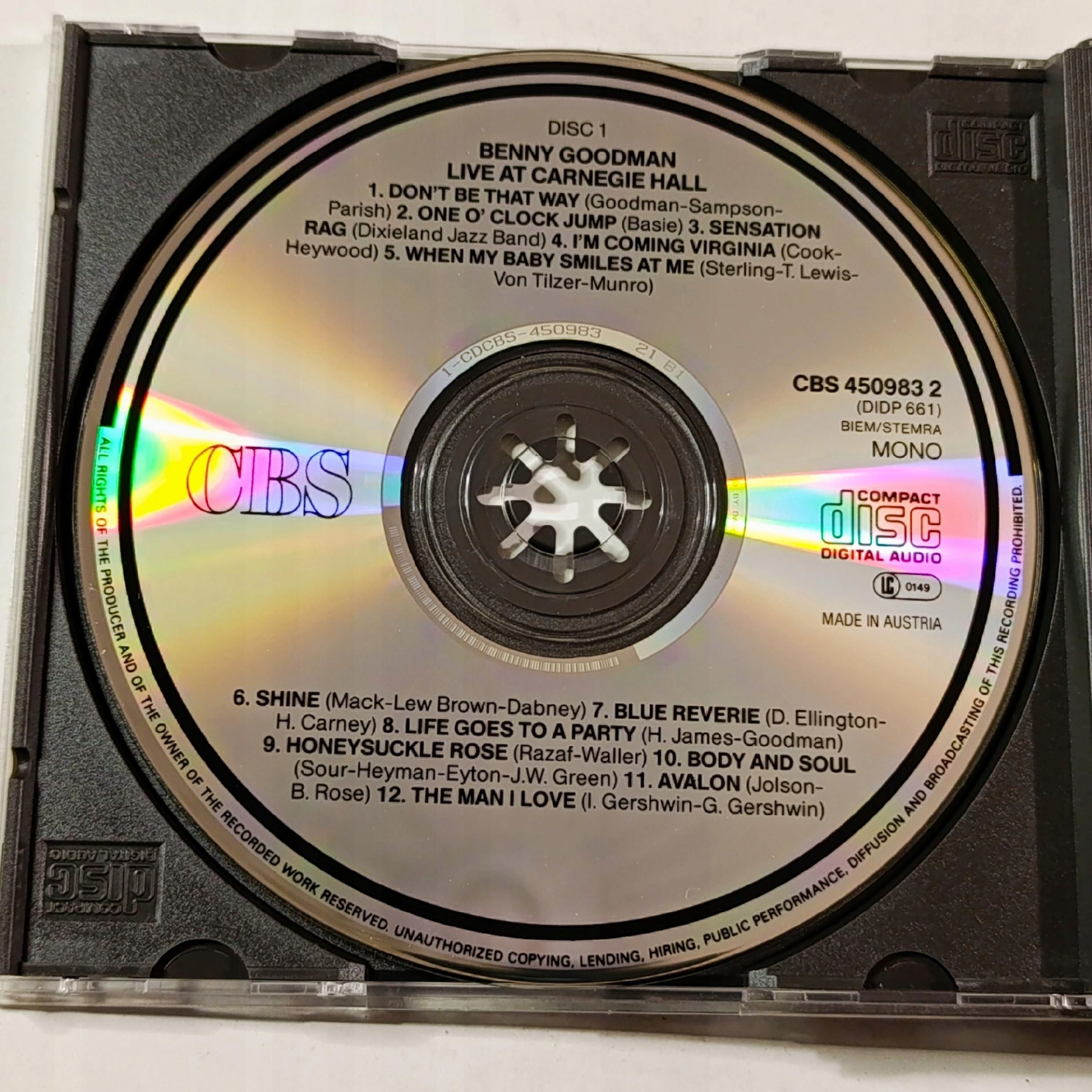 Benny Goodman- Live At Carnegie Hall -- 2 CD -- 6982