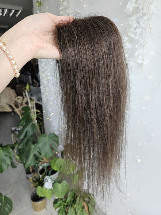 Mini topper mono baza Lucy włosy naturalne brąz 50 cm