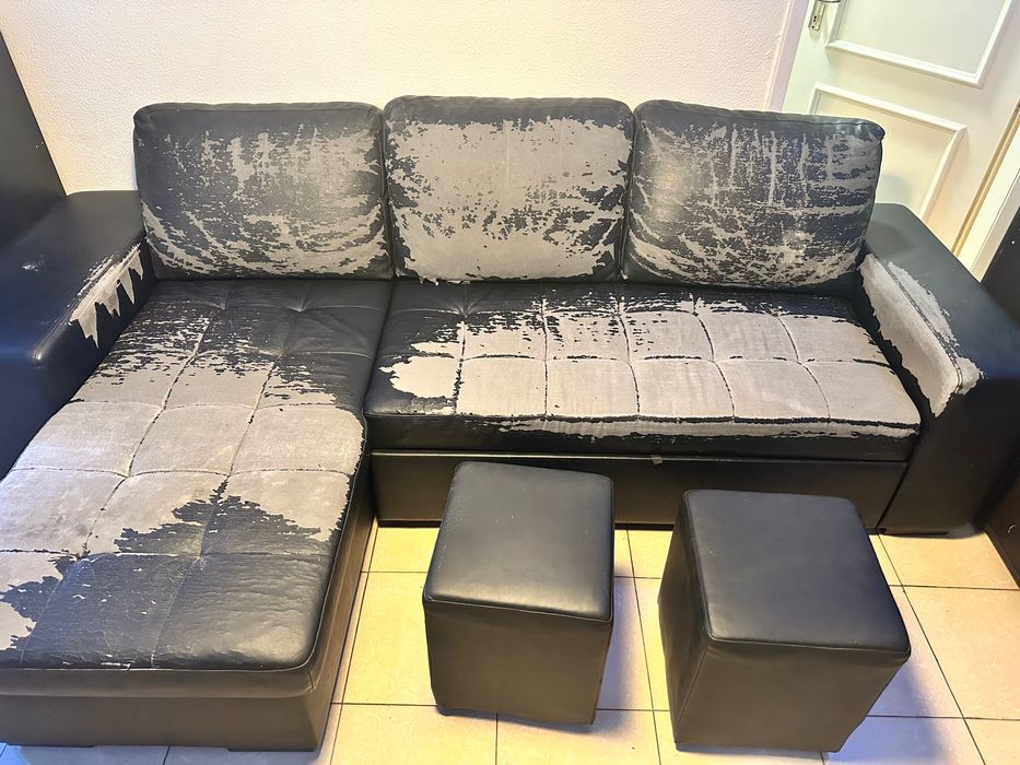 Sofá-cama chaise-longue usada