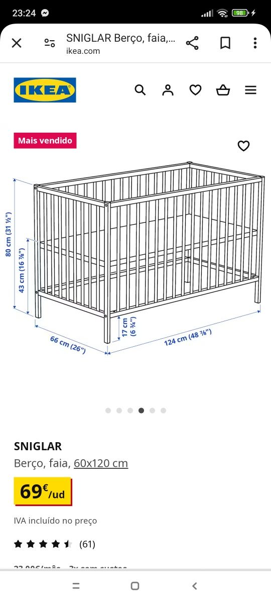 Vendo Berço ikea com colchão