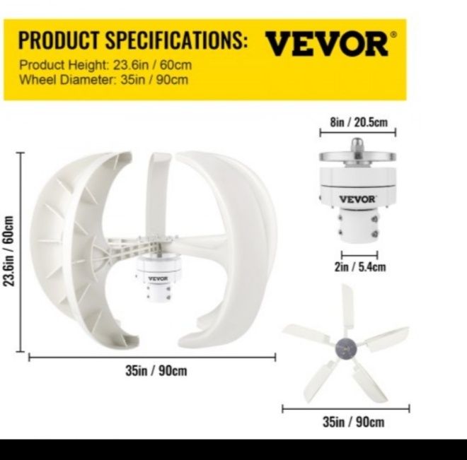 Eólicas Horizontais e verticais de 400 ,500,600,800 watts