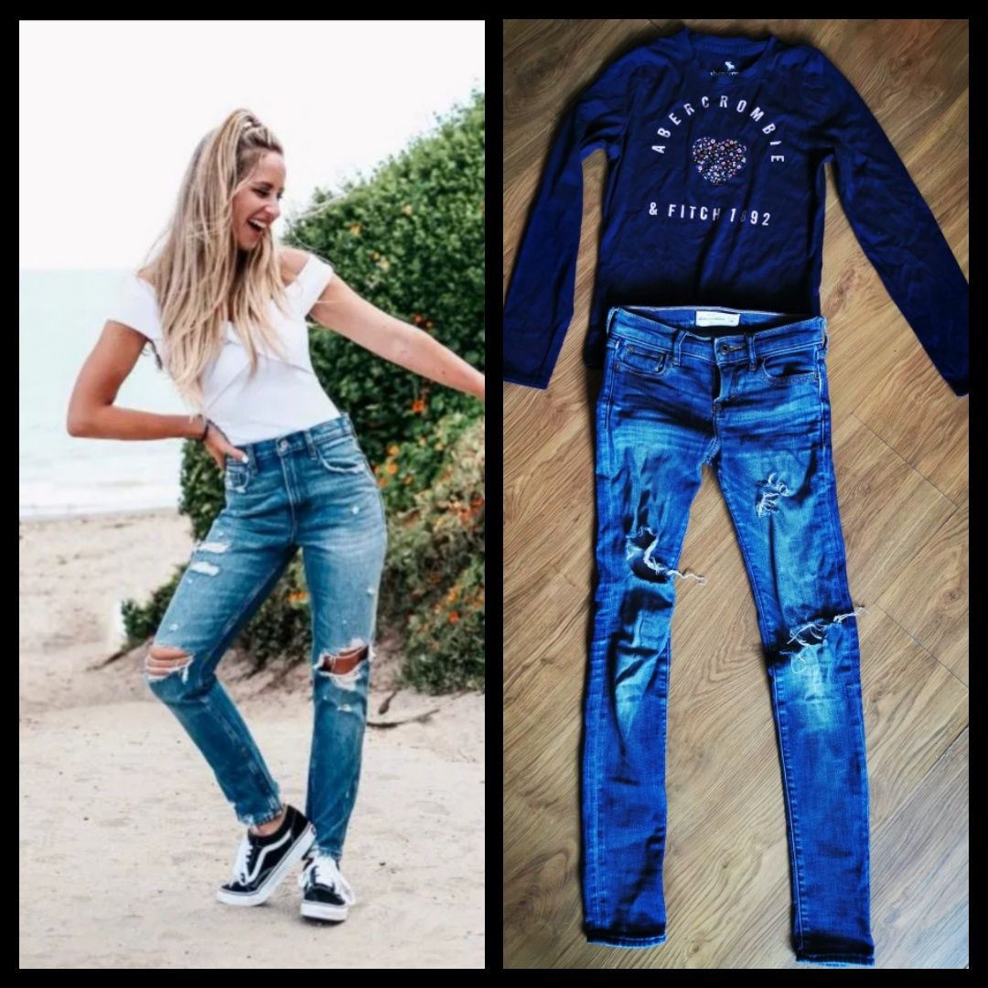 Abercrombie jeans zestaw na szczupłą dziewczynkę 9-10 lat