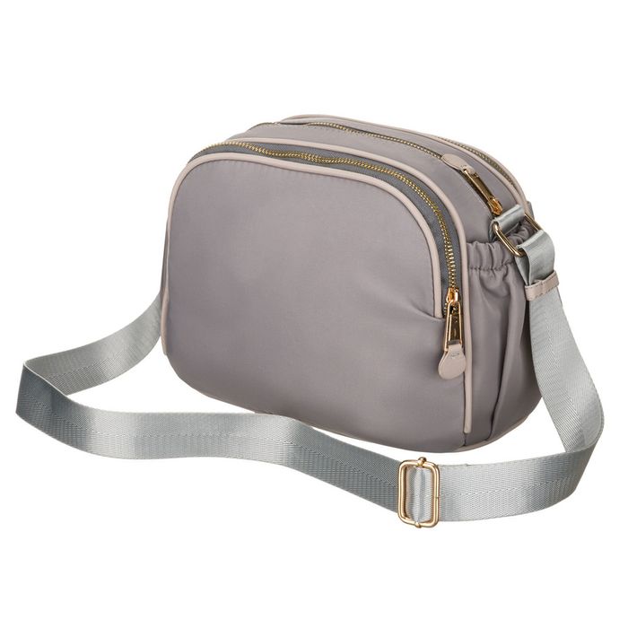 nylonowa listonoszka damska w szarym kolorze, zamykana suwakiem