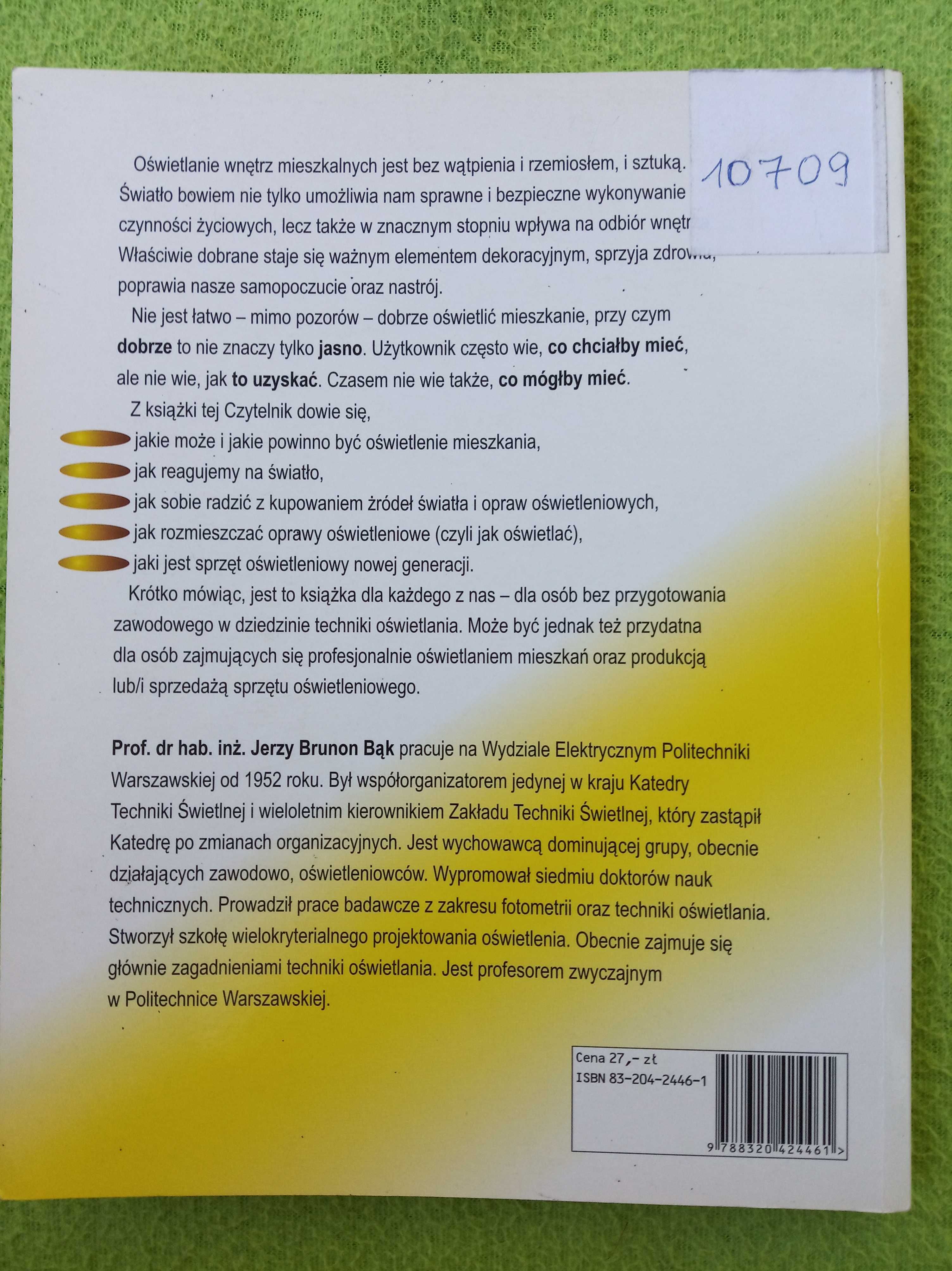 J. Bąk "Oświetlenie mieszkań" książka