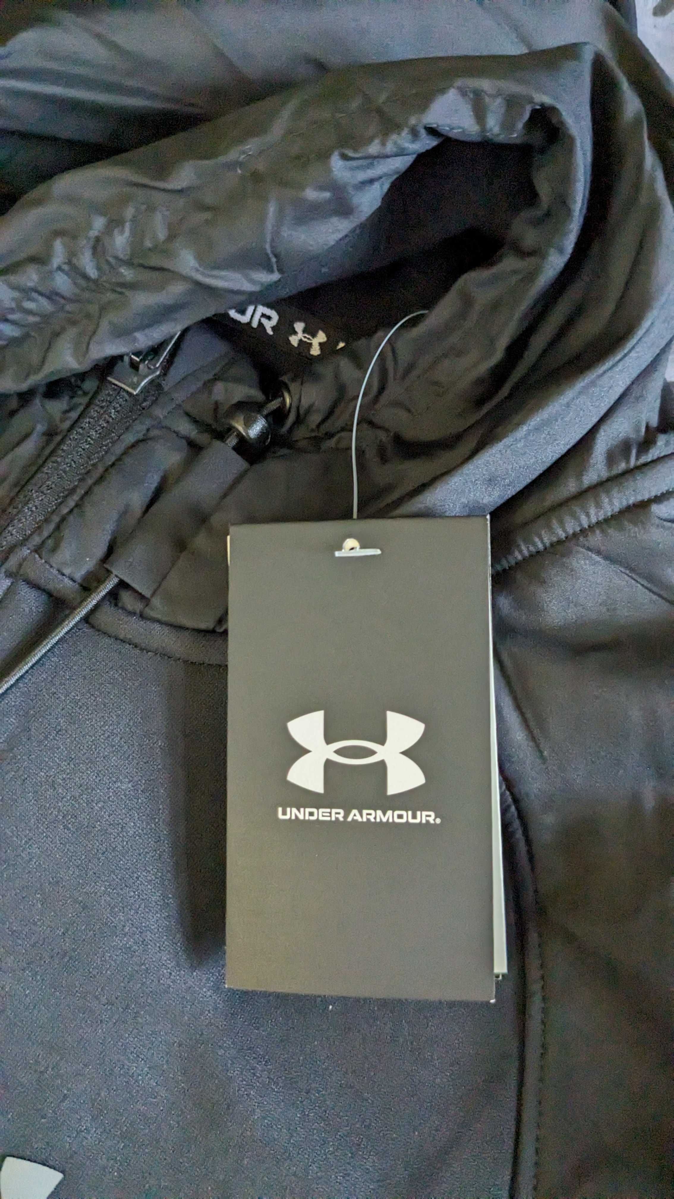 (S) Мужское черное худи UA AF Storm FZ Hoodie