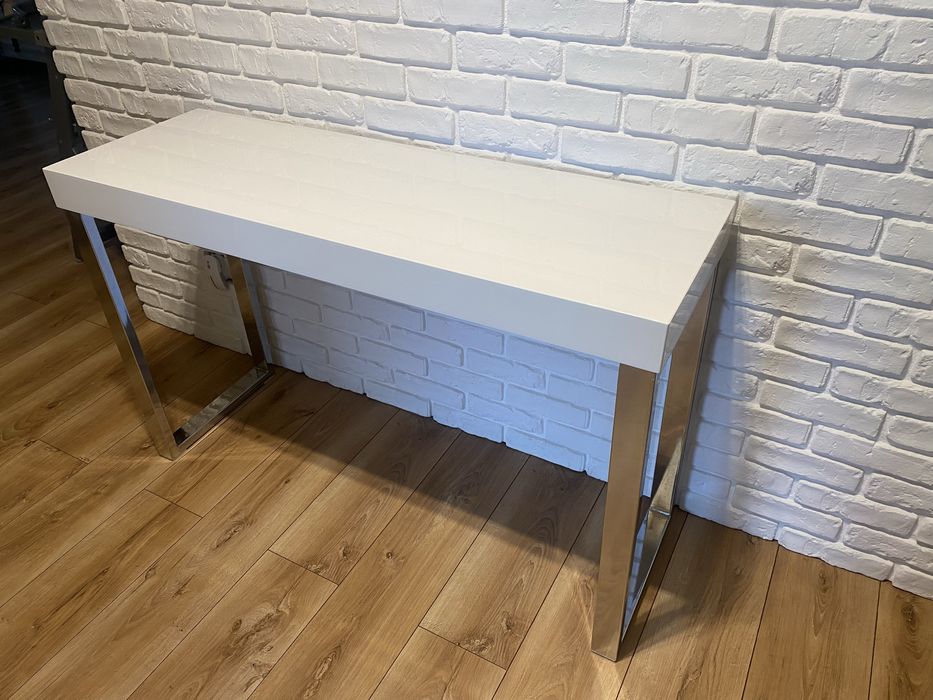 Konsola/biurko glamour wysoki biały połysk