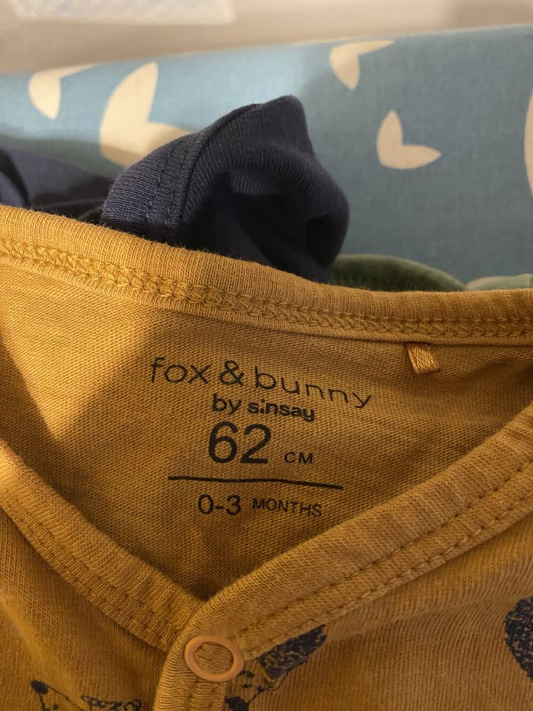 3 Piżamki dziecięce piżama pajace rampersy Sinsay Fox Bunny 62