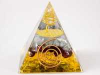 Piękna Piramidka Orgonit Cytryn KARNEOL Amazonit Kwiat Życia 5 cm