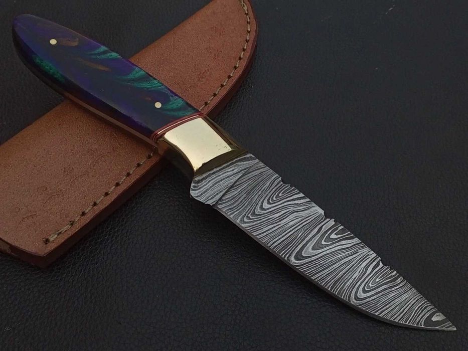 NÓŻ DAMAST myśliwski kuchenny stal damasceńska HANDMADE 23cm. kuty