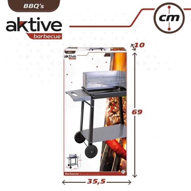 Churrasqueira a carvão portátil com grill 4 alturas Aktive _ NOVA