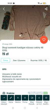 Długi różowy sweterek