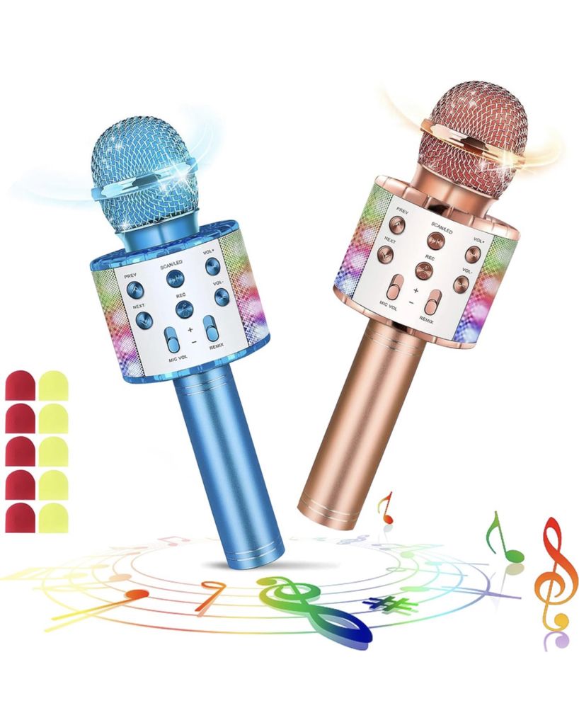 Komplet zestaw 2x bezprzewodowy mikrofon bluetooth wifi dzieci karaoke