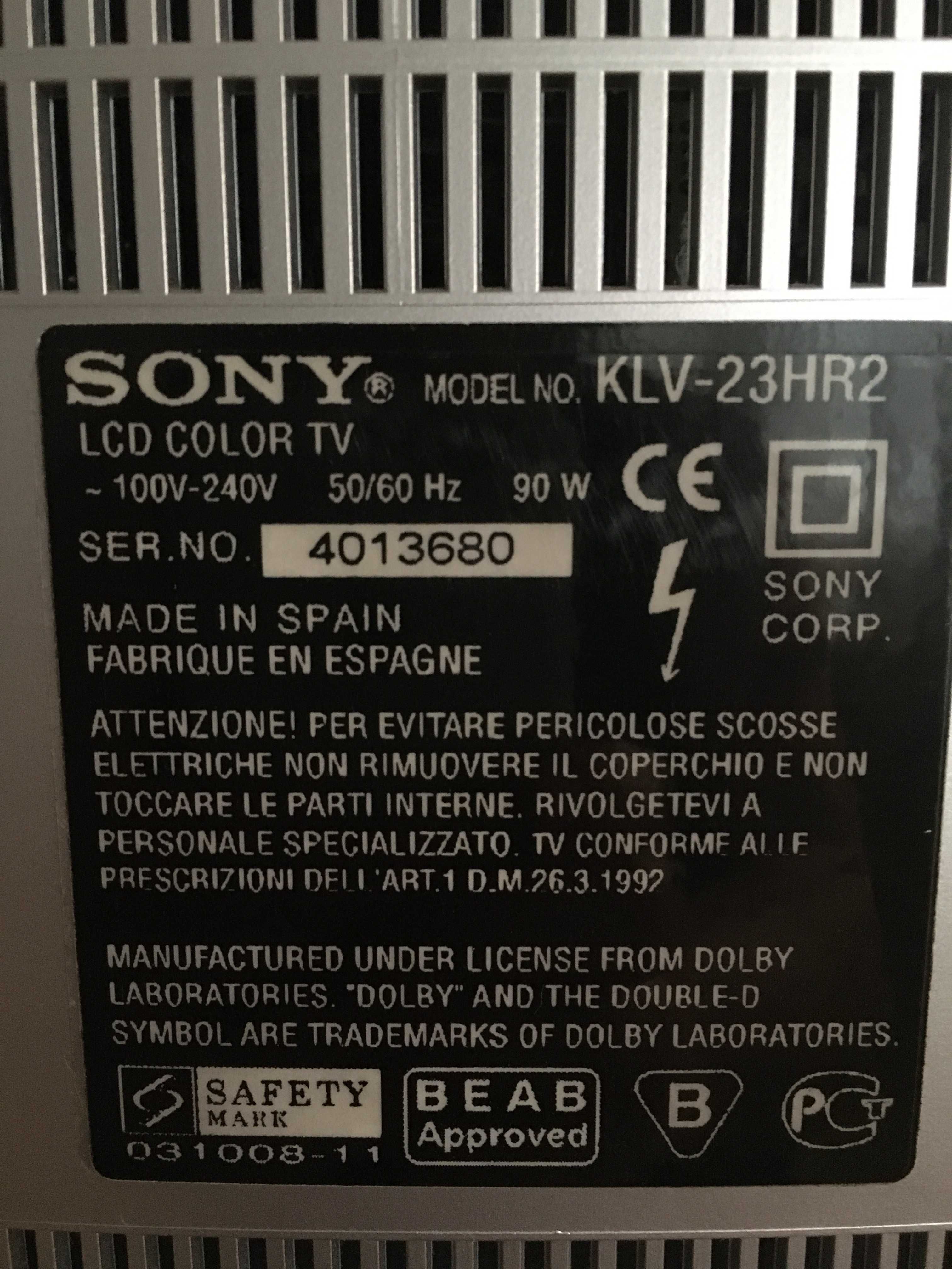 TV Sony KLV23HR2 & comando