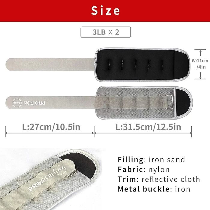 Proiron Ciężarki na stopę/nadgarstek zestaw 2x 1,5kg Fitness Bieganie