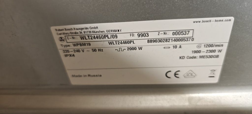 Pralka automatyczna Bosch WPBM19 VarioPerfect