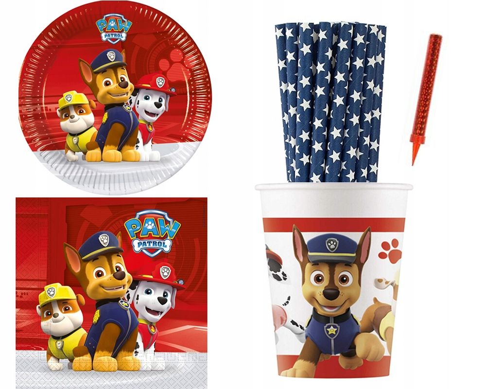 zestaw talerzyki kubeczki paw psi patrol urodziny