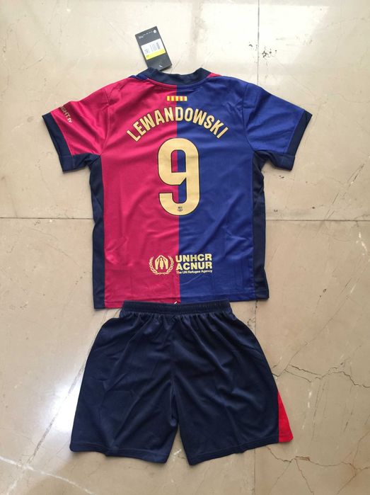 Koszulka Barcelona - Komplet dziecięcy-Lewandowski-domowa-R.26