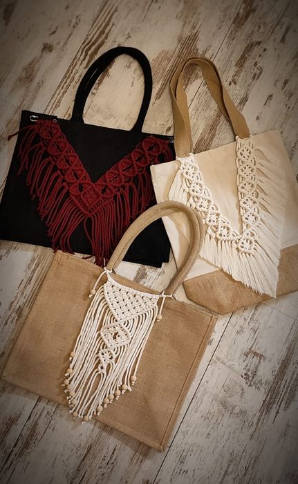 Eko torba juta boho makrama dzień babci prezent