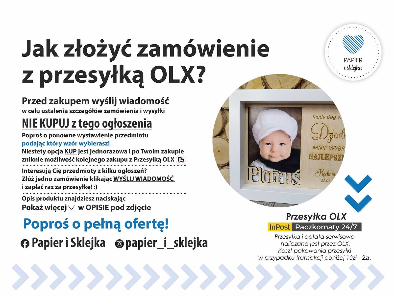 Podziękowanie ze zdjęciem * dla Chrzestnych Dziadków Chrzest Komunia
