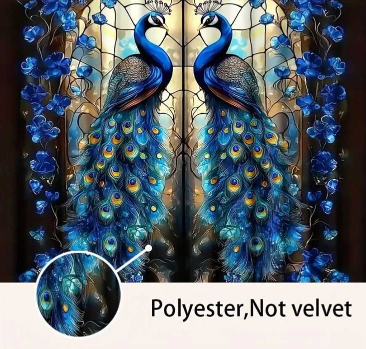 ZASŁONY 2D 60x150cm Art Déco z Motywem Pawia pawie na tunelu h158