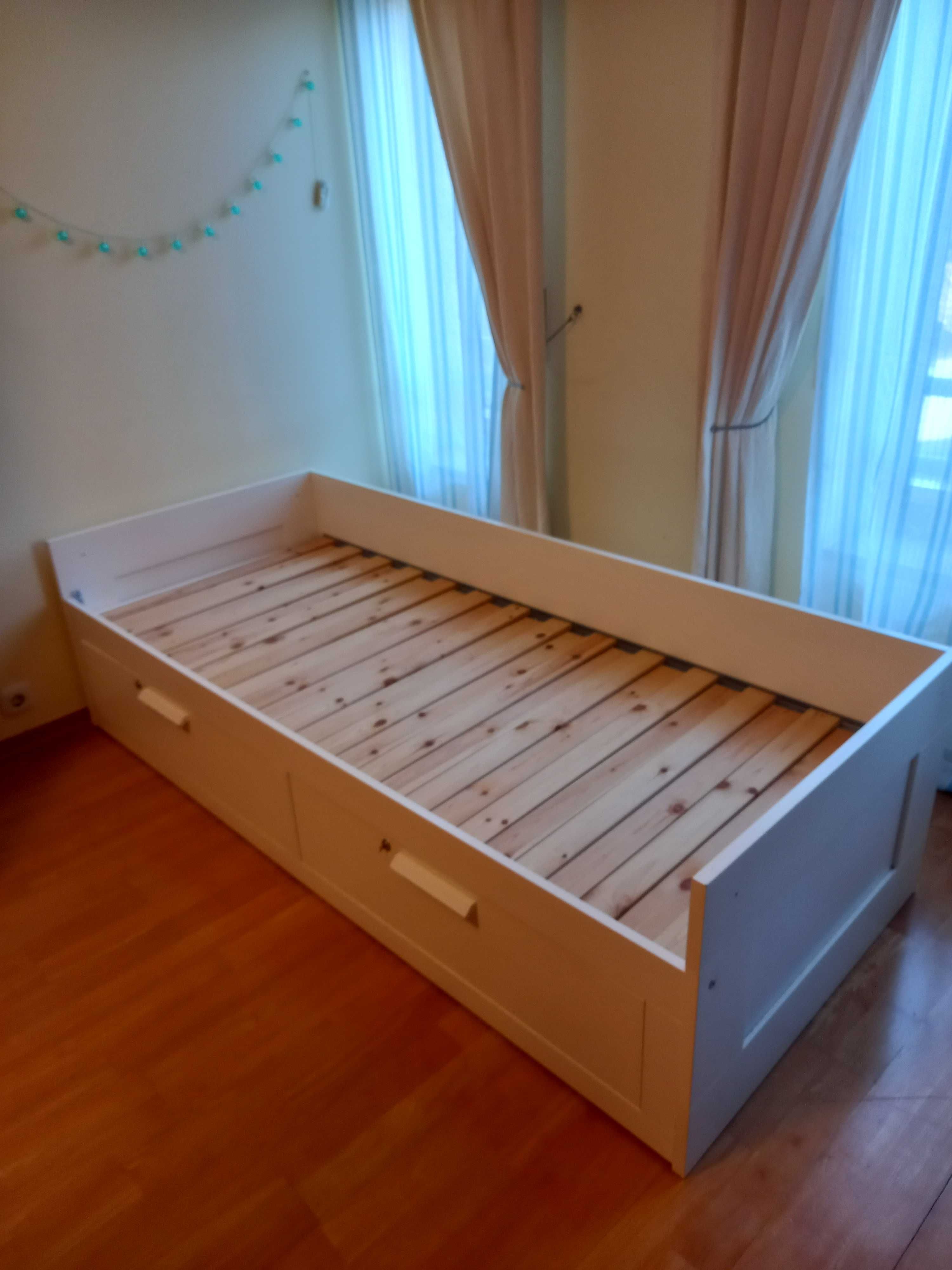 Cama solteiro 80x200, abre para cama de casal 160x200, BRIMNES, IKEA