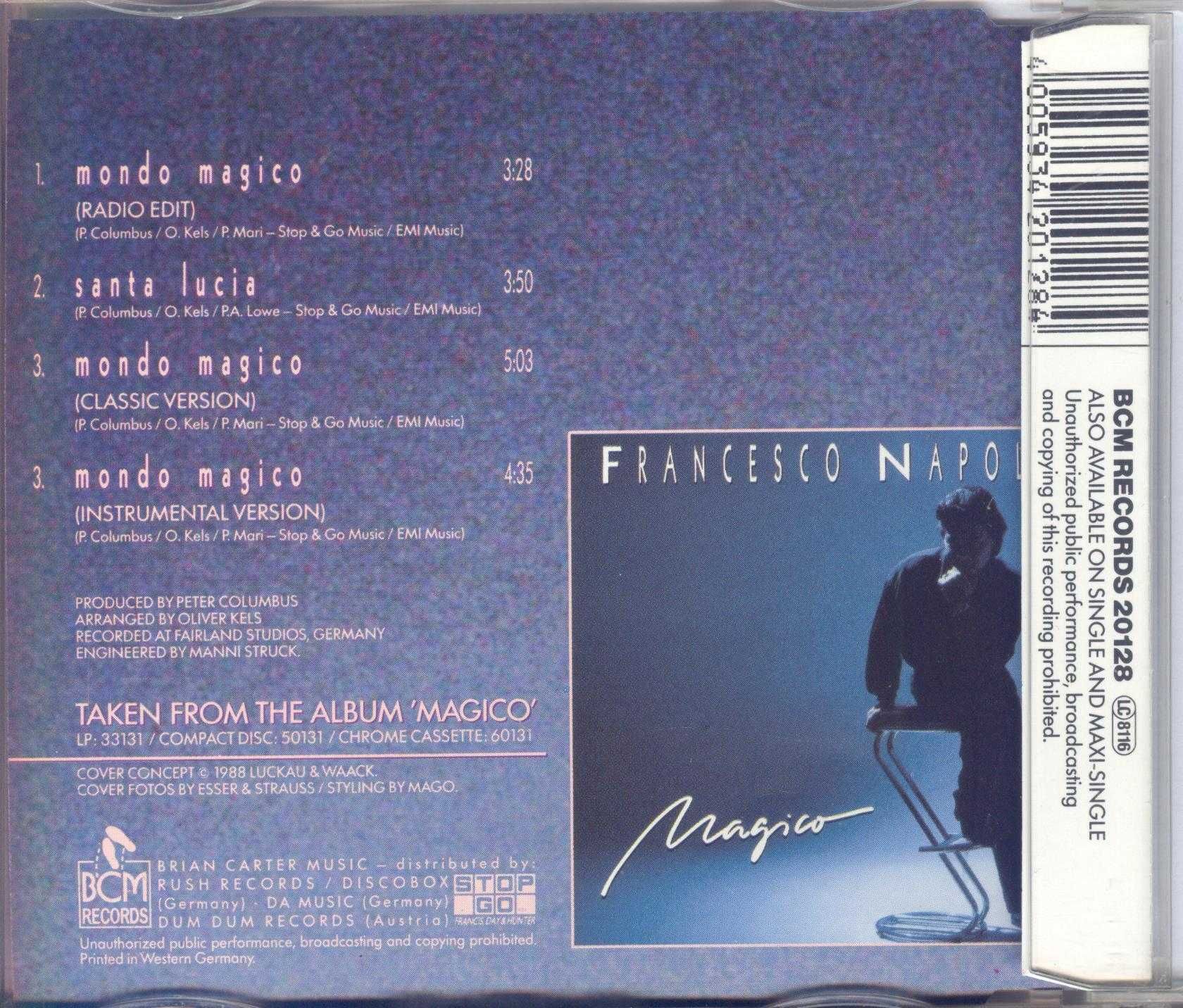 Maxi CD Francesco Napoli - Mondo Magico (1988) (BCM Records)