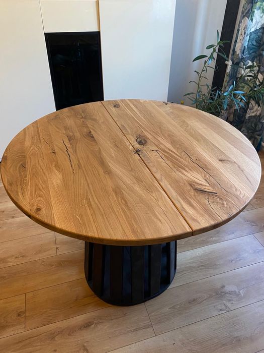 Stół dębowy okrągły fi 100 – rozkładany