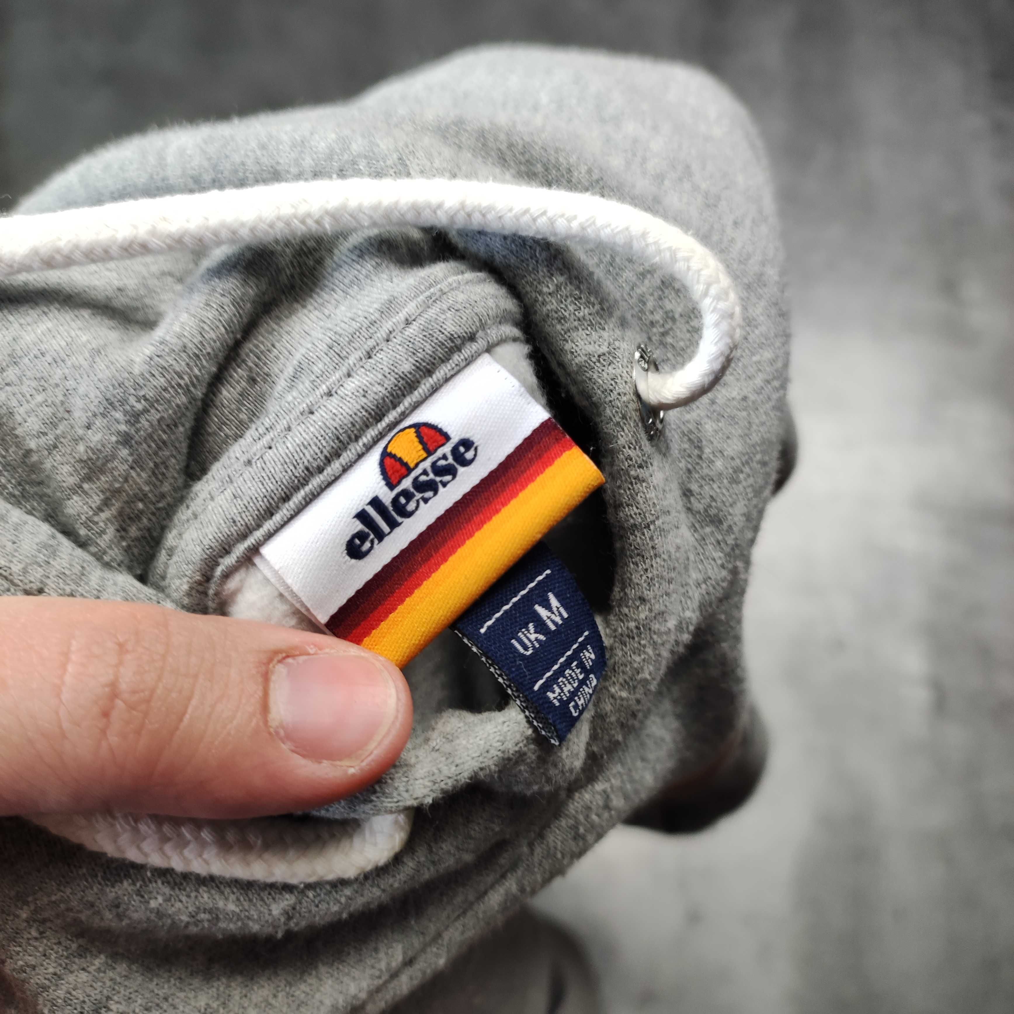 MĘSKA Bluza z Kapturem Hoodie Szara Bawełna Ellesse Klasyczna Logo