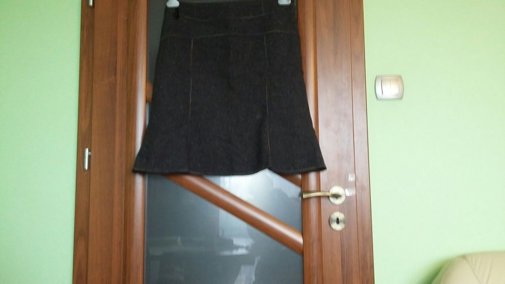 Damska twedowa oryginalna spódniczka z przeszyciami