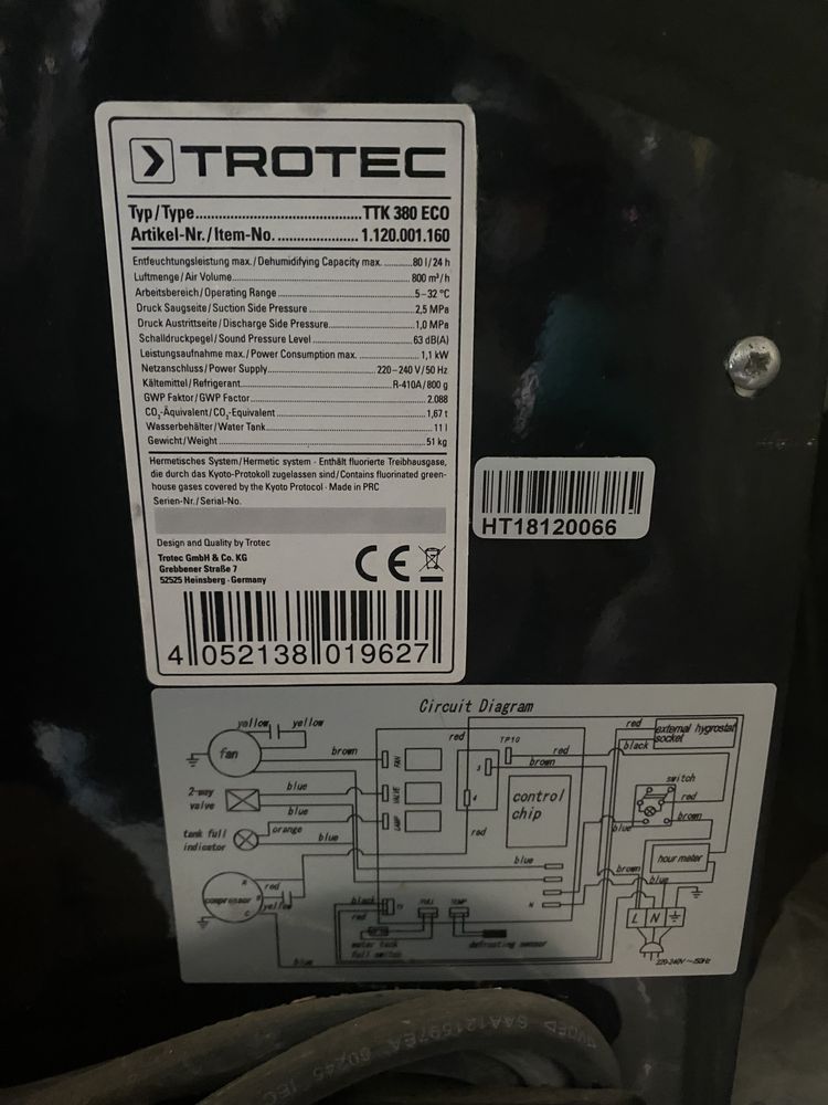 Осушитель промышленный TROTEC TTK 380 eco