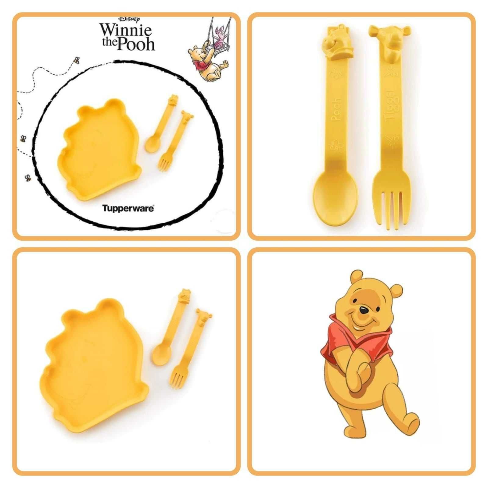 Conjunto Prato e talheres Winnie the Poo Disney Tupperware