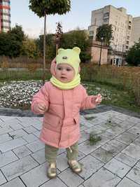 Удлиненная куртка на девочку 1-2 года пальто шапка и хомут hm zara