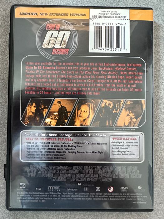 GONE IN 60 SECONDS – Director’s Cut (DVD, REGION 1)