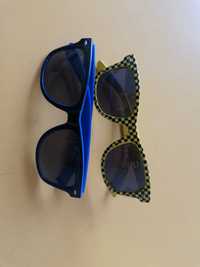 2 óculos de sol (azul e amarelo)