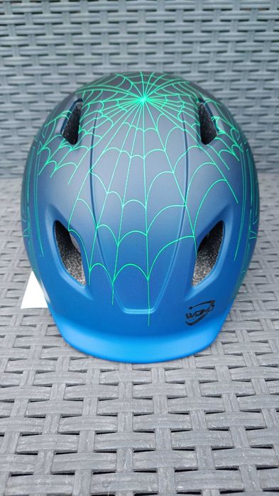 Kask rowerowy dla dzieci niebieski zielone wzory Nowy